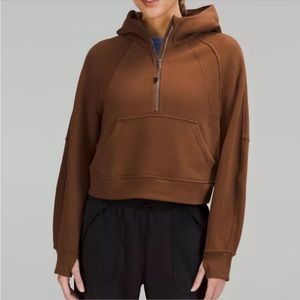Roasted brown Lululemon oversized scuba half zip cropped hoodie m/l